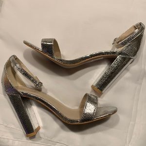 Metallic Silver Heels